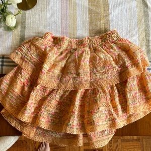 American eagle ruffled pink floral skirt